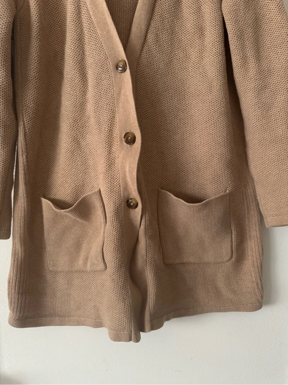 J Jill Classic Tan Button-Front Women's Cardigan Sweater